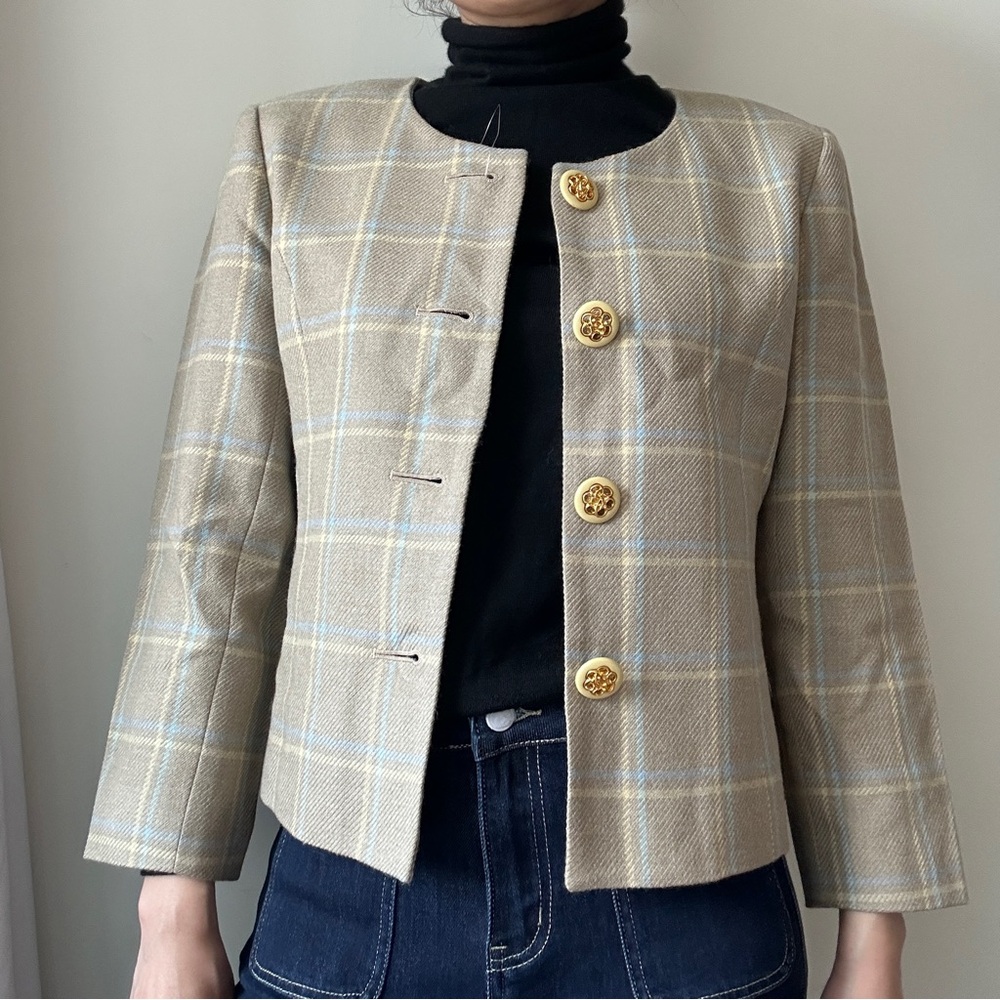 Vintage 100% Wool plaid jacket from Japan